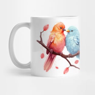 Valentine Kissing Canary Bird Couple Mug